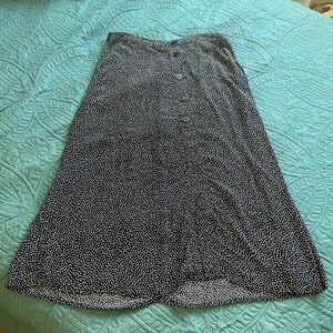 POLKA DOT BUTTON FRONT MIDI SKIRT